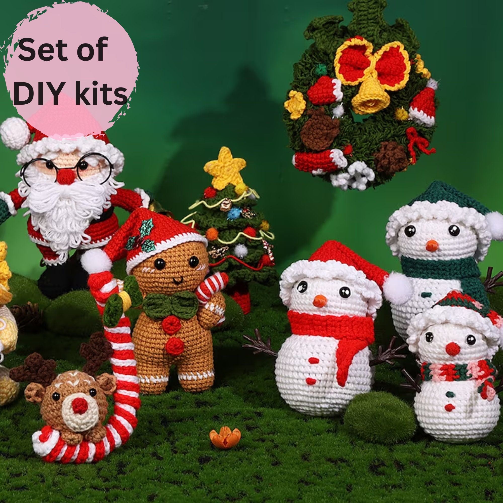 Christmas Crochet Kits for Adults, Beginner Crochet Kits, Snowman, Reindeer  and Gnome Amigurumi DIY Craft Kits 