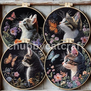 初心者向け猫刺繍キット。動物デザインのモダンな刺繍キット。DIYクラフトキット。彼女へのハンドアート刺繍ギフト。