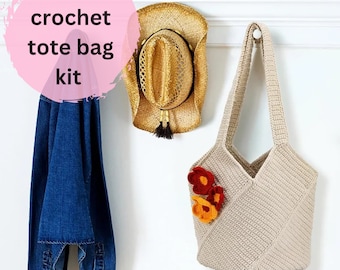 Crochet Sunflower Tote Bag Kit, DIY Project for Beginner