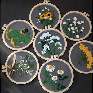 Embroidery Kit For Beginner| Modern Embroidery Kit with Pattern| Floral Embroidery Full Kit Needlepoint Hoop|DIY Craft Kit | Flower Hoop Art