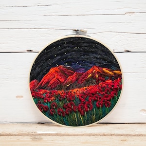 Borduurpakket voor beginners Modern borduurpakket, landschapsborduurwerk diy kit crewelborduurwerk, handborduurcadeau voor moeder cadeau voor haar