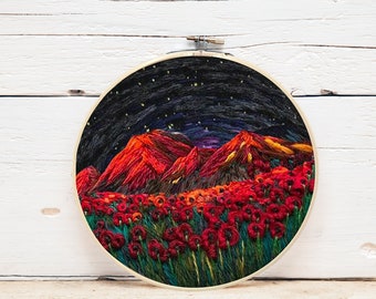 Landscape Embroidery Kit, DIY Beginner Craft, Mom Gift
