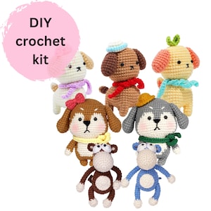 Dog Crochet kit, puppy Amigurumi crochet kit, corgi crochet kit cat crochet kit, crochet project, crochet pattern, DIY craft kit, gift for