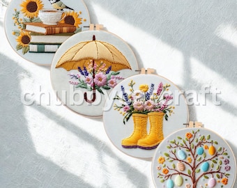 Sunflower Embroidery Kit, Beginner DIY Craft, Floral Design