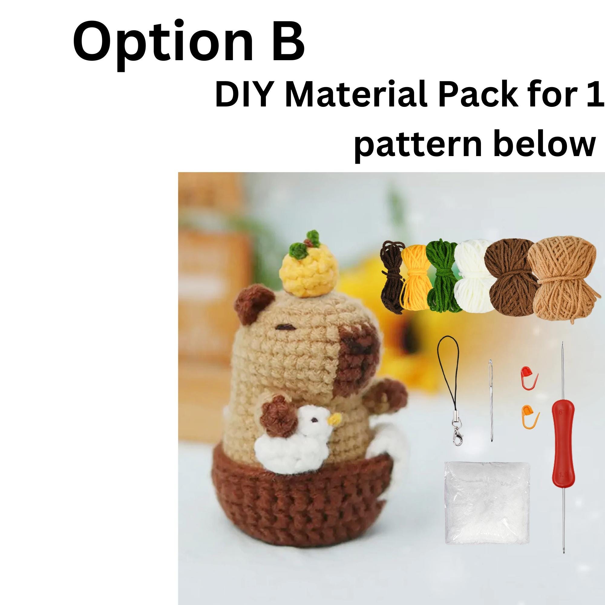 カピバラかぎ針編みキット、カピバラあみぐるみかぎ針編みキット、犬猫