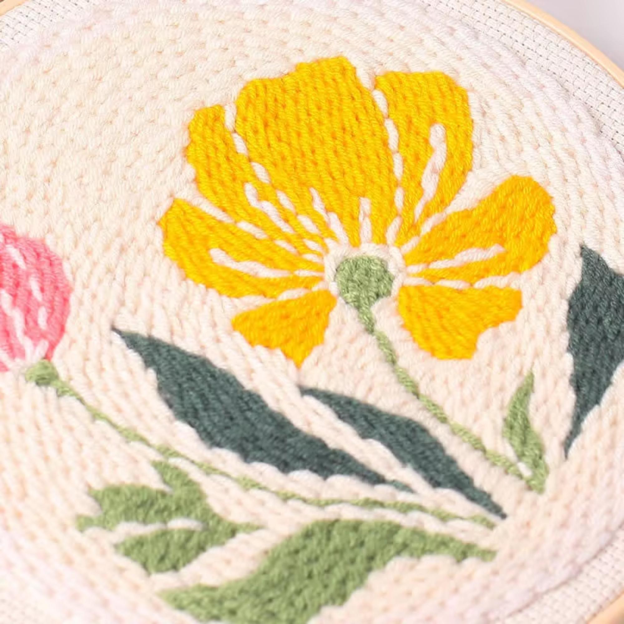 Beginner Punch Needle Kit, DIY Embroidery Craft, Floral Design - Etsy