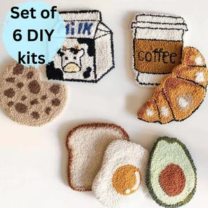 Punch Needle Coaster Kit 6 delar, Nybörjarpunch muggmatta Kit, Tufting Coaster Kit startpunch broderikit DIY pysselkit, present till henne
