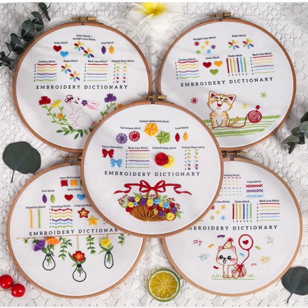 Set of 3 Embroidery Kit For Beginner embroidery kit Modern Embroidery Kit  diy kit learn to embroidery cross stitch gift for her starter kit