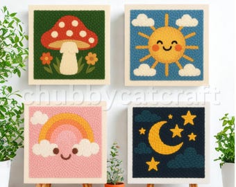 Beginner Punch Needle Embroidery Kit, DIY Craft (8-inch Hoop)