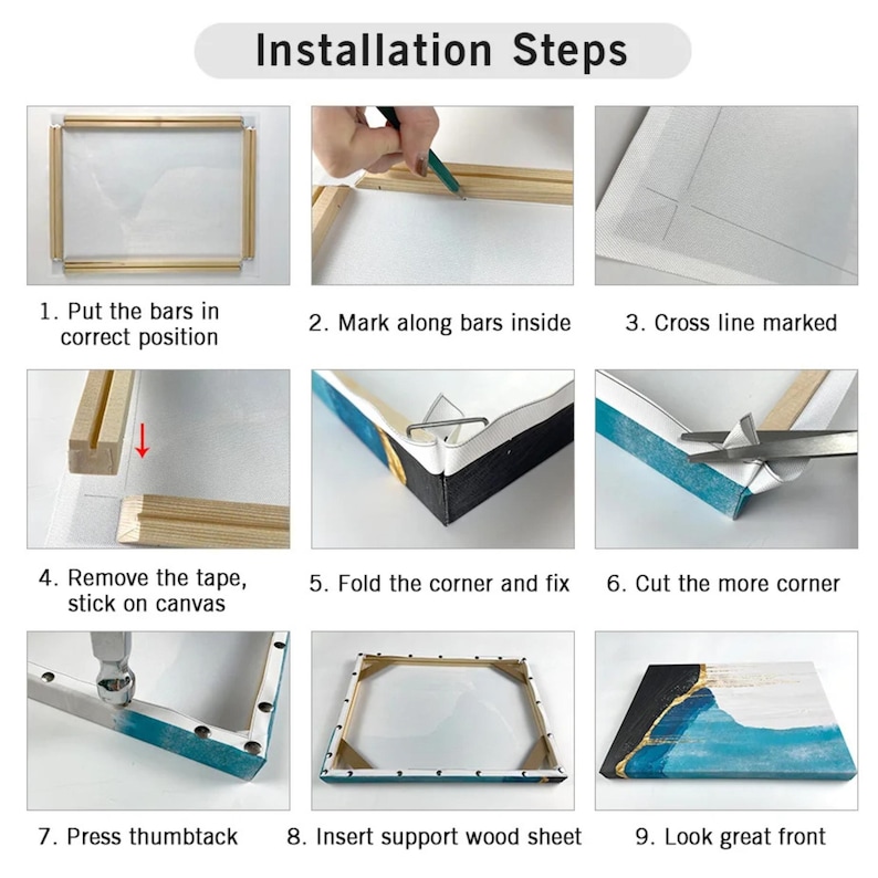 Large DIY Wooden Canvas Frame Kit, Stretcher Bars image 2