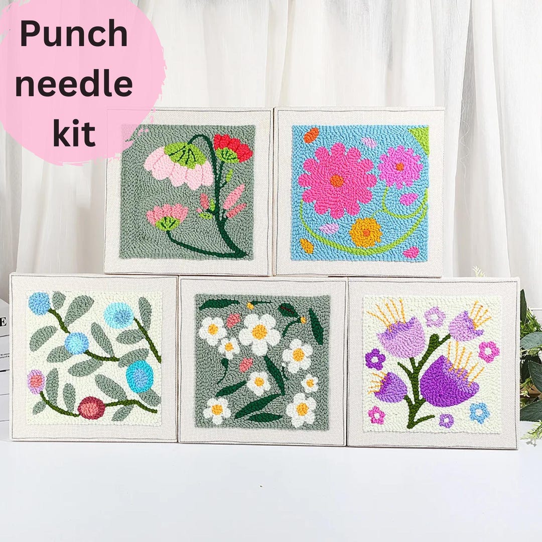 Flowers Punch Needle Kit | DIY Embroidery Starter Pack - Etsy