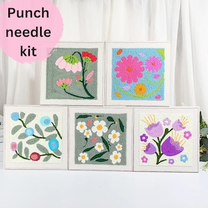 Flowers Beginner Punch Needle kit | Oxford Punch Needle Start Kit | DIY Kit for Adults | Punch Needle Kit with Yarn | Starter Pack