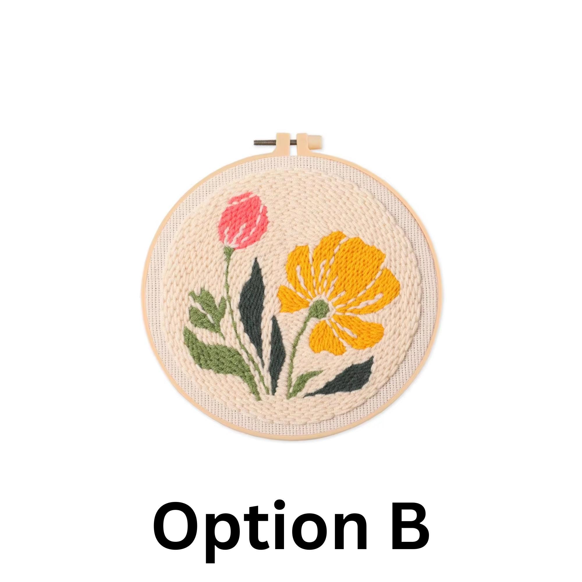 Beginner Punch Needle Kit, DIY Embroidery Craft, Floral Design - Etsy