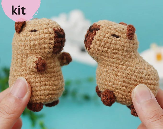 Capybara Crochet kit, Capybara Amigurumi crochet kit, dog cat crochet kit, crochet project, crochet pattern, DIY craft kit, gift for her