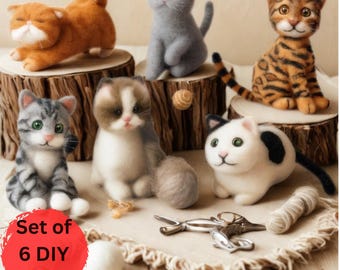 Cat Needle Felting Starter Kit, DIY Wool Craft