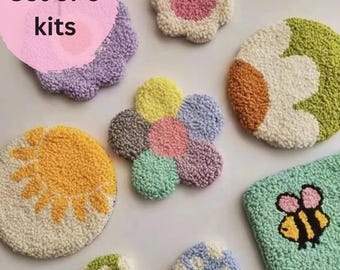 Punch Needle Coaster Kit, Beginner DIY Craft (6pcs)