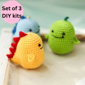 Dinosaur Crochet kit, beginner crochet kit, Amigurumi Dinosaur, Starter Crochet Kit, DIY craft kit crochet birthday gift for her