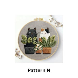 Kit de bordado de gato, kit de bordado moderno para principiantes, lindo kit de bordado de animales, bordado estético, kit de manualidades de bricolaje para principiantes, regalo para amantes de los gatos imagen 14