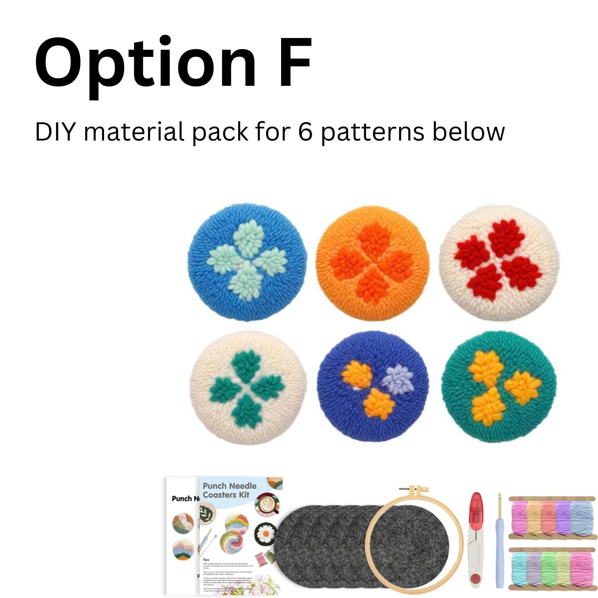 Flower Punch Needle Coaster Kit 6pcs, Beginner Punch Mug Rug Kit ...