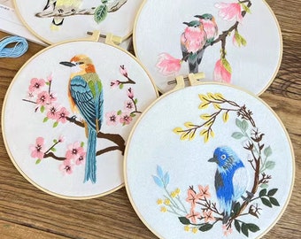 Bird Embroidery Kit For Beginner | Modern Embroidery Kit | Modern Crewel embroidery kit | diy craft kit | hand art | broderie gift for her