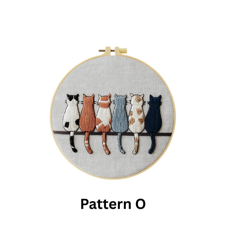 Kit de bordado de gato, kit de bordado moderno para principiantes, lindo kit de bordado de animales, bordado estético, kit de manualidades de bricolaje para principiantes, regalo para amantes de los gatos imagen 15