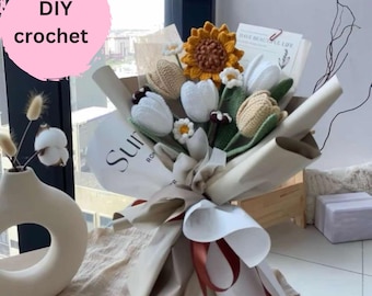 Flower Bouquet Crochet Kit, DIY Craft Project