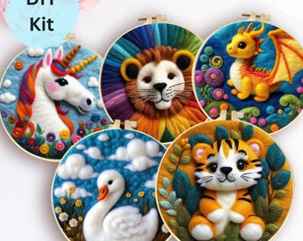Animal Needle Felting Kit, DIY Craft, Modern Embroidery