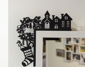 Christmas decoration for door frames "Village" available in various colors. Door corner decoration, door corner wall decoration.