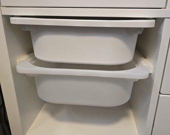 Rail system for Ikea Trofast boxes in Ikea Kallax shelf