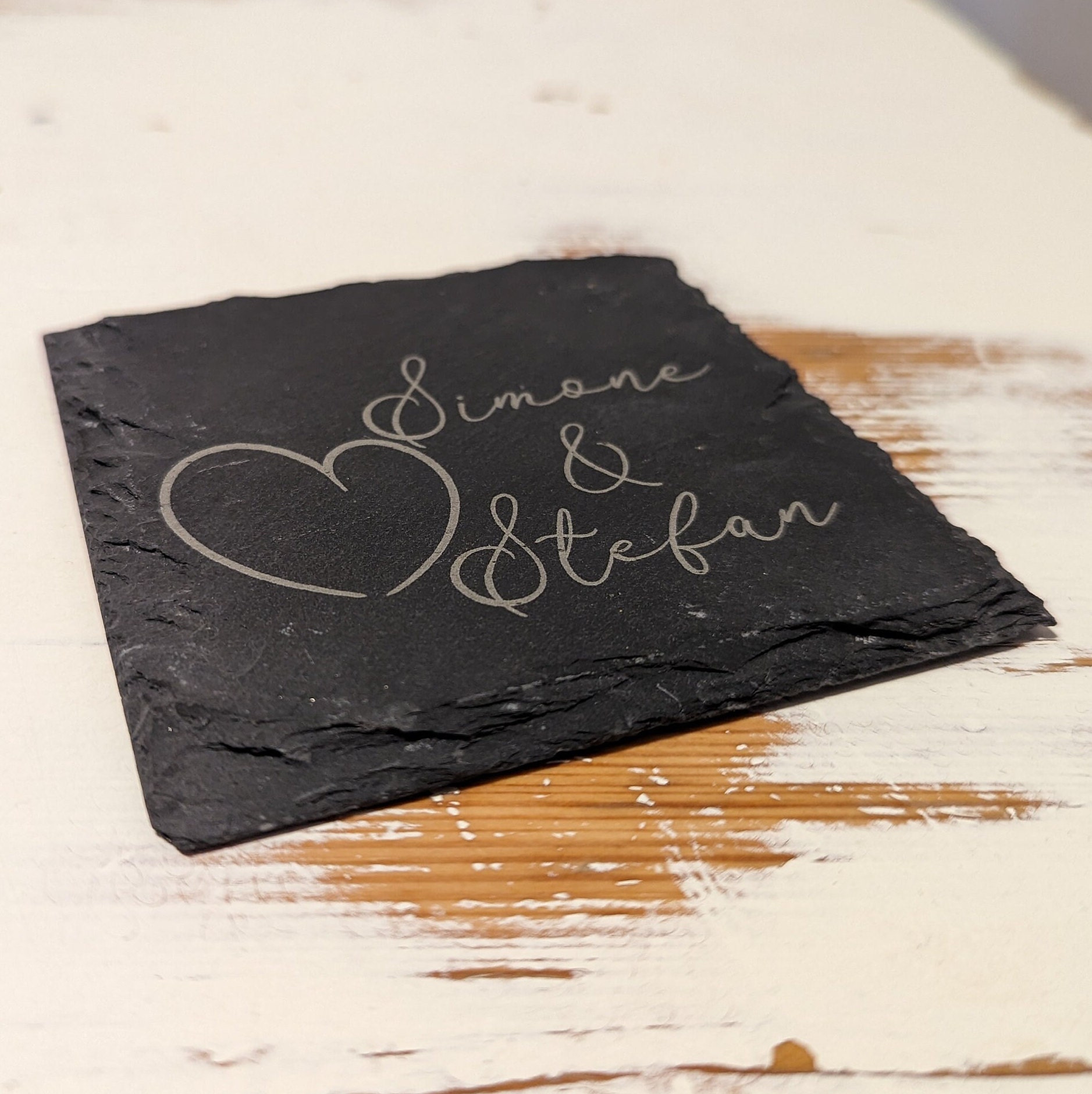 Slate coasters with individual engraving e.g. with name engraving or logo or combined