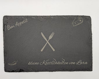 Slate board with individual engraving - serving board - e.g. with name engraving, saying, logo or combined