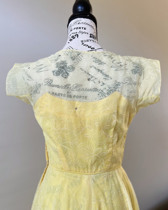 1940s sunshine yellow formal party dress with rhi… - image 7