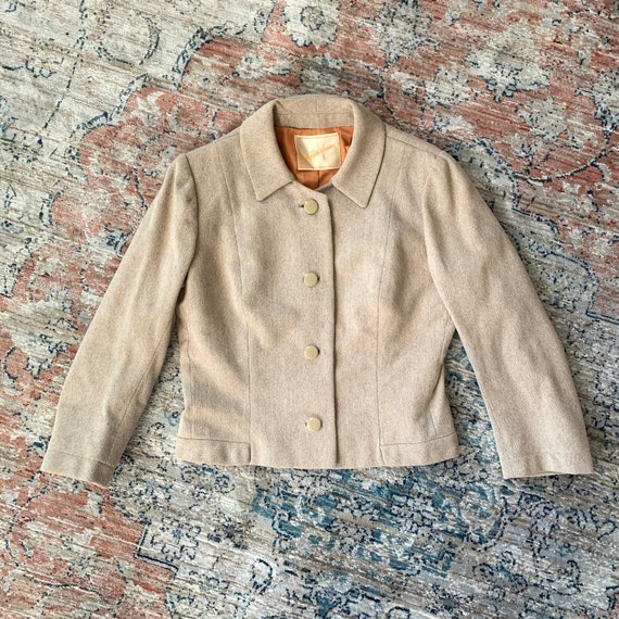 1950s Tan Wool Jacket by Saks Fifth Avenue | Vint… - image 1