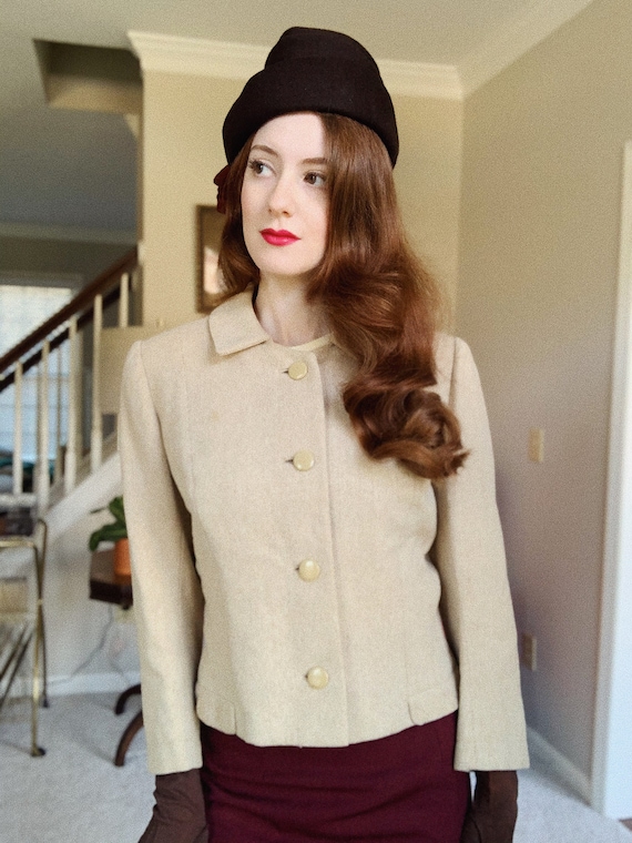 1950s Tan Wool Jacket by Saks Fifth Avenue | Vint… - image 10