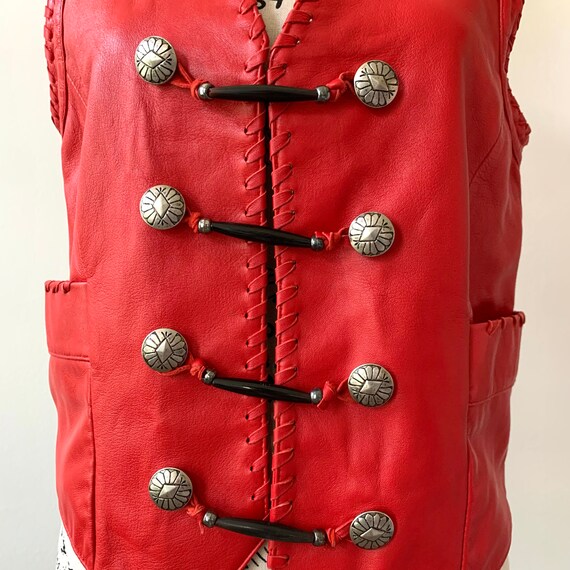 Vintage Western Red Leather Vest by Arella | Small - image 5