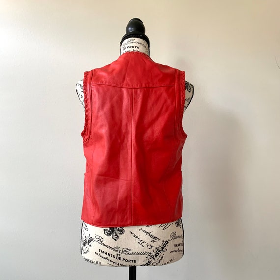Vintage Western Red Leather Vest by Arella | Small - image 2
