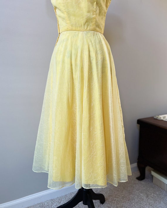 1940s sunshine yellow formal party dress with rhi… - image 8