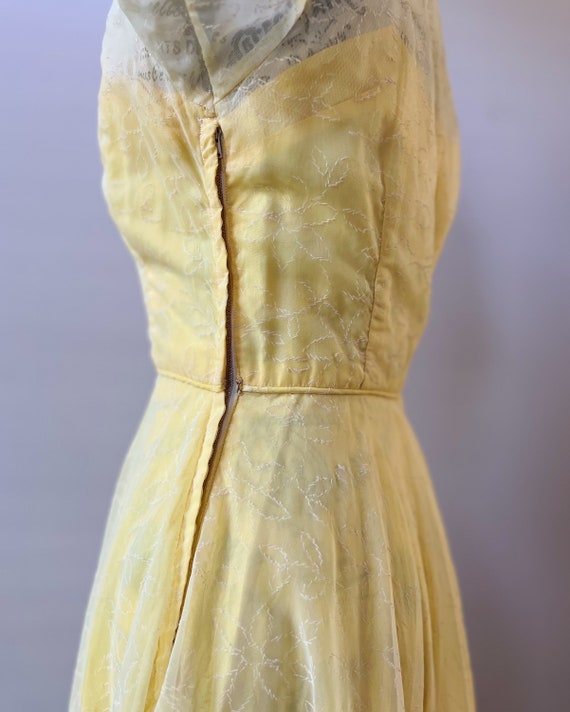 1940s sunshine yellow formal party dress with rhi… - image 6