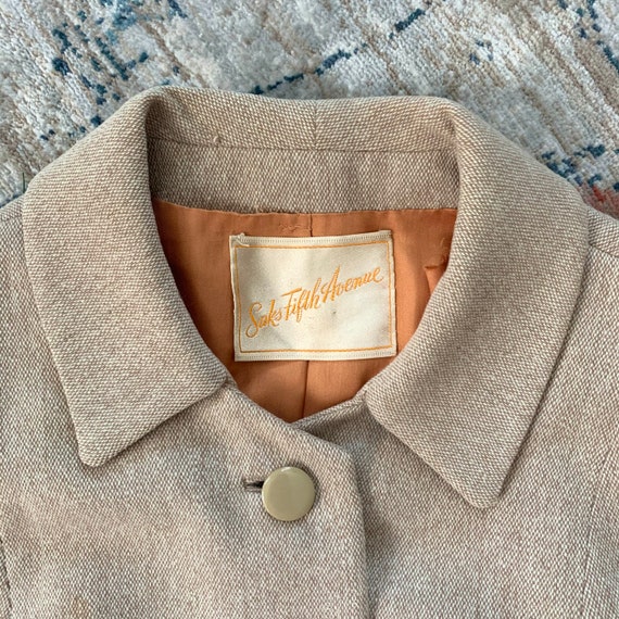 1950s Tan Wool Jacket by Saks Fifth Avenue | Vint… - image 2