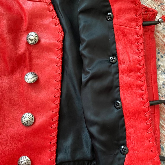 Vintage Western Red Leather Vest by Arella | Small - image 9