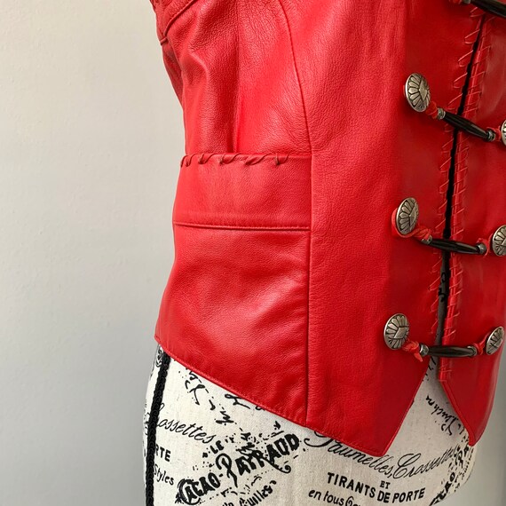 Vintage Western Red Leather Vest by Arella | Small - image 7