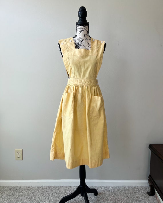 Vintage yellow pinafore, jumper dress, size extra 