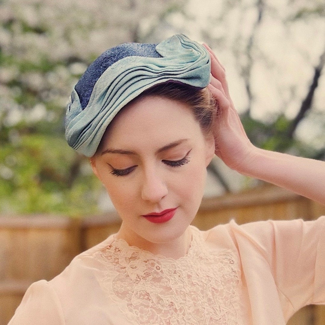 1950s Blue Fascinator Hat by Cainsloan Co. Nashville, Size 22 1/2 Etsy