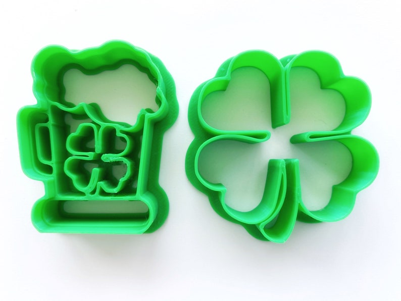 Many custom sizes available Ceramic and Clay Mold Dough Patricks Day Cookie Cutter Set Beer and Shamrock Irish Multipurpose Fondant St