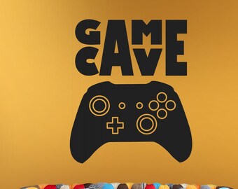 Game Cave Sign Video Game Wall Decal, Gaming Room Decor, Vinyl Lettering, Gift for Gamers