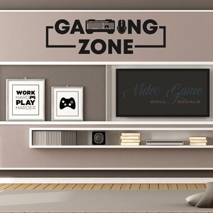 PC Gaming Zone Wall Decal, Computer Entertainment Room Decor, Keyboard Mouse, Gift for Gamers image 8