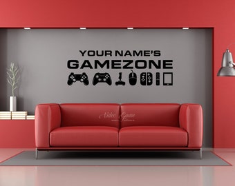 Personalized Game Zone Video Game Wall Decal, Gaming Room Decor, Vinyl Lettering, Kid Room Decor, Gift for Gamers