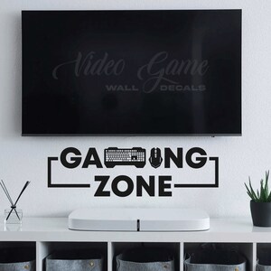 PC Gaming Zone Wall Decal, Computer Entertainment Room Decor, Keyboard Mouse, Gift for Gamers image 3