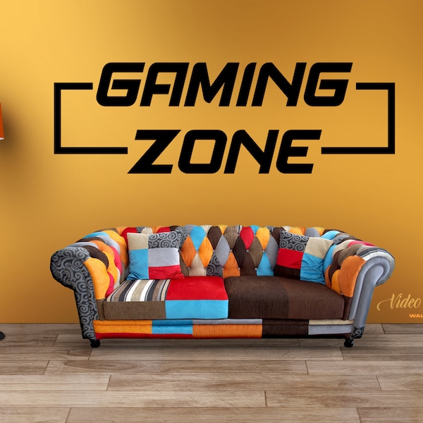 Gaming Zone Wall Decal, Entertainment Room Decor, Kids Bedroom Sticker, Birthday Party Gift for Gamers