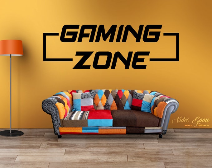 Gaming Zone Wall Decal Entertainment Room Decor Kids Bedroom Etsy